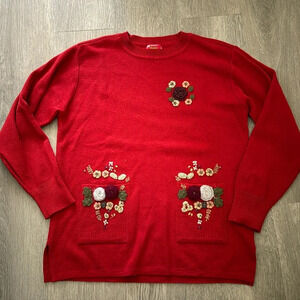 Wool Blend Autumn Creations Vintage Classy embroidered seater size large